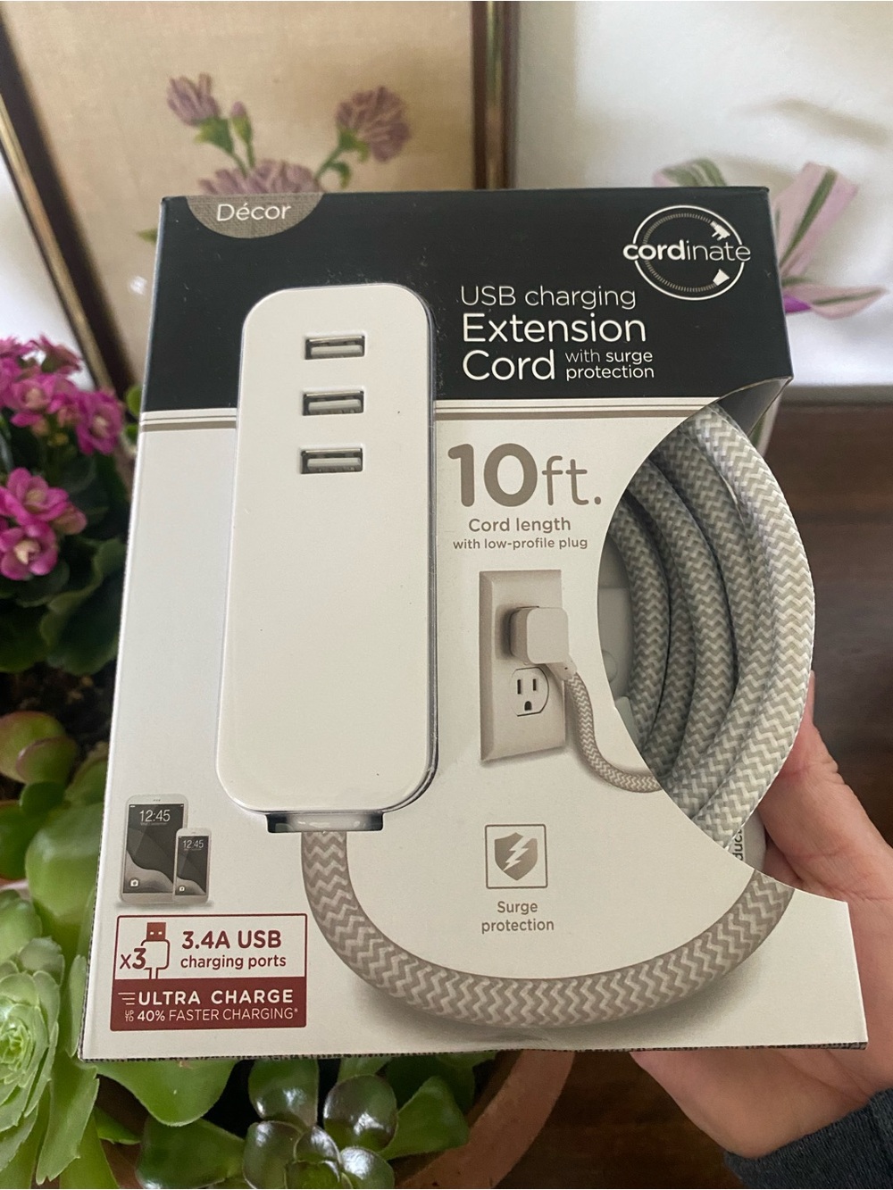 10ft USB Charging Extension Cord - White/Cream